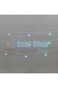 Гирлянда светодиодная Neon-night Снежинки большие 5м, 20LED, IP20, прозрачный провод, свечение мульти (RG/RB), мигание, 230В