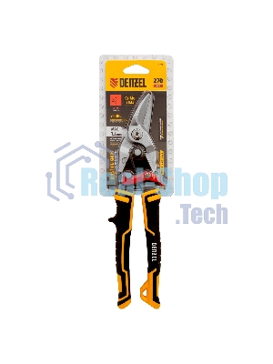 Ножницы по металлу Denzel 270 мм, прямой и левый рез,сталь-СrMo, трехкомп.рук-ки