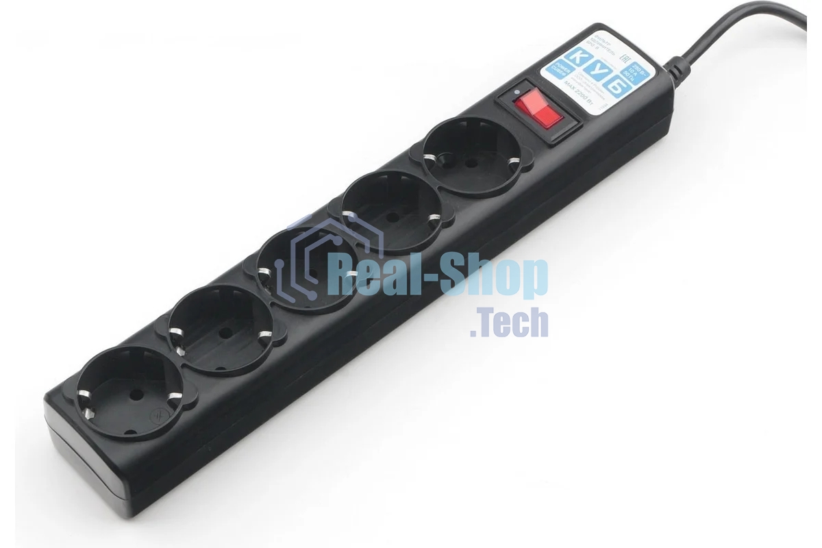 Сетевой фильтр Powercube SPG5-С2 1.9 м (5 розеток) черный (коробка)
