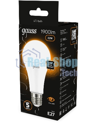Лампа светодиодная Gauss A70 22Вт цок.: E27 груша 220B св. свеч. бел. теп. (упак.: 10 шт)