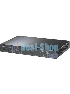 Настольный коммутатор TP-Link TL-SL1311P, 8 портов 10/100 Мбит/с с поддержкой PoE+, 2 гигабитных порта без поддержки PoE, 1 порт SFP, 802.3af/at, бюджет PoE — 65 Вт, стальной корпус