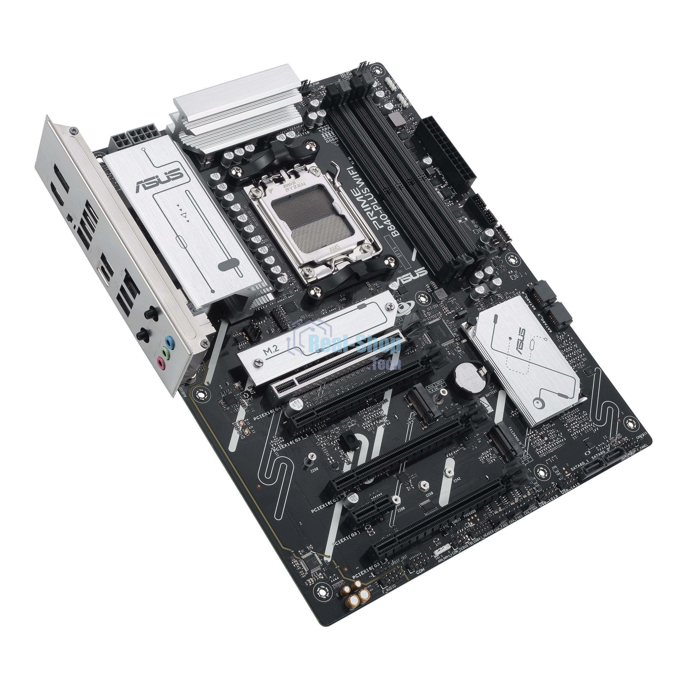 Материнская плата ASUS PRIME B840-PLUS WIFI, AM5, AMD B840, 4xDDR5, 4xSATA, 3xM.2, 1xPCIe 4.0 x16, 1xPCIe 3.0 x16, 2xPCIe 3.0 x16, 1xPCIe 3.0 x1, 1xDP, 1xHDMI, 1x 2.5Gb LAN, 8xUSB-A, 3x3.5 мм, 7.1, ATX