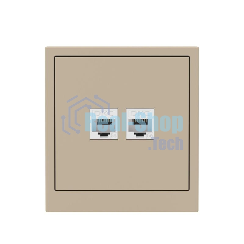 Компьютерная розетка RJ-45 без шторки, кат.5е двойная, KANT, ванильный марципан