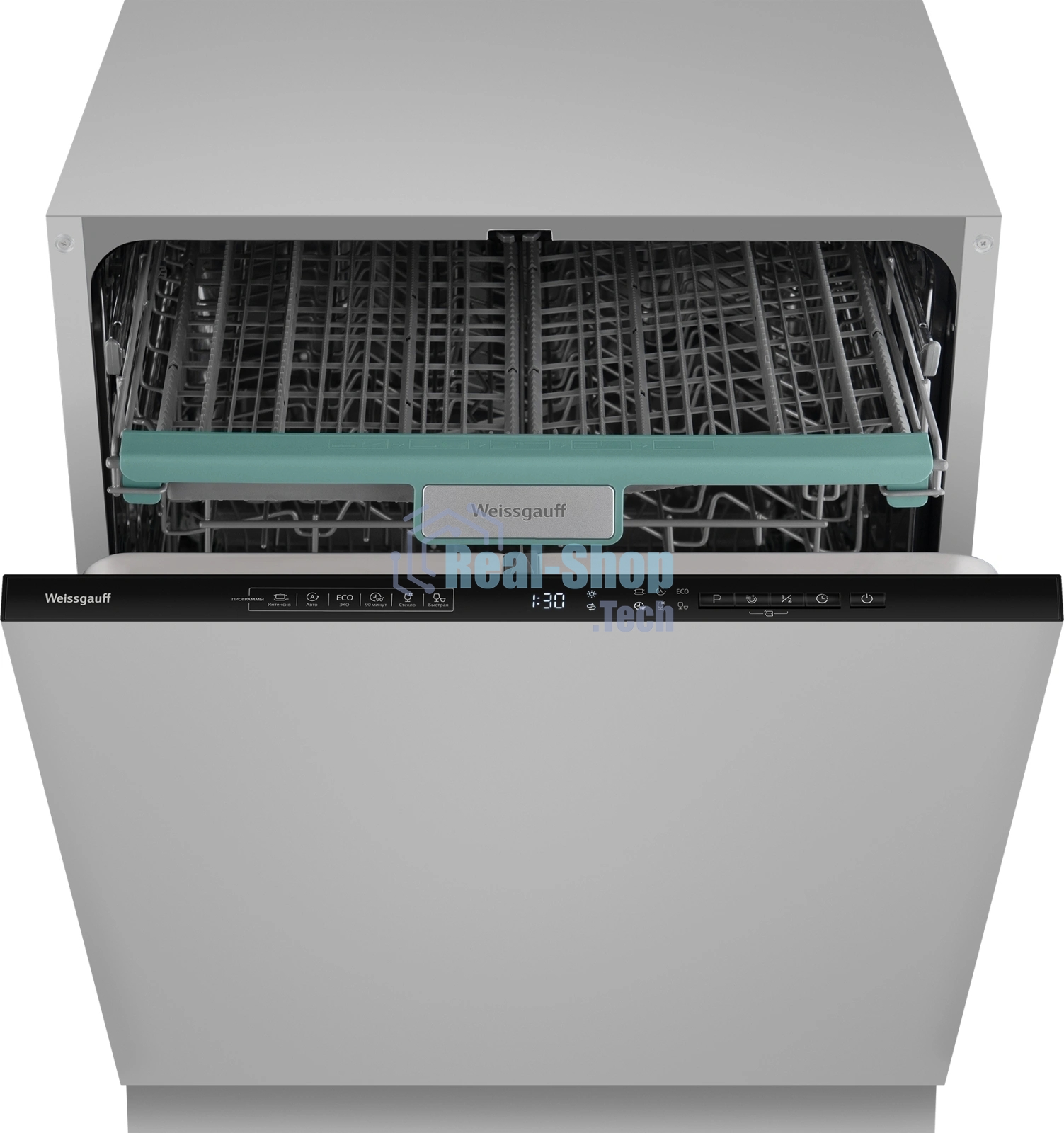 Встраиваемая посудомоечная машина Weissgauff BDW 6135 D Inverter AutoOpen Timer Floor, серебристый, 59.8 см, 14 компл., 49 дБ, класс А+++