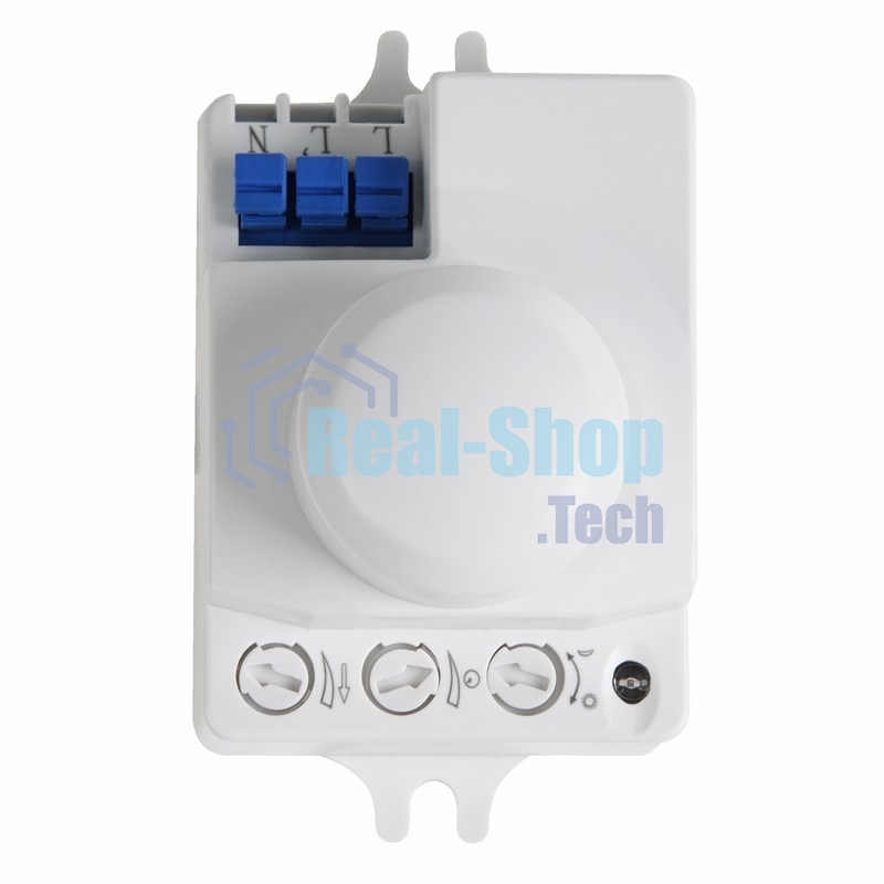 Датчик движения Rexant настенно-потолочный микроволновый ДДНПМ 01, 180°/360º, 1200 Вт, 10-2000 Лк, 3-10 м, 10-900 сек. 5,8 ГГц