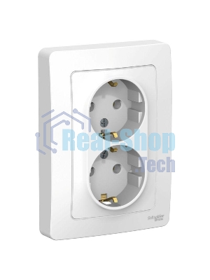 Розетка 2-м СП Blanca 16А 250В без шторок с заземл. бел. SchE BLNRS001021