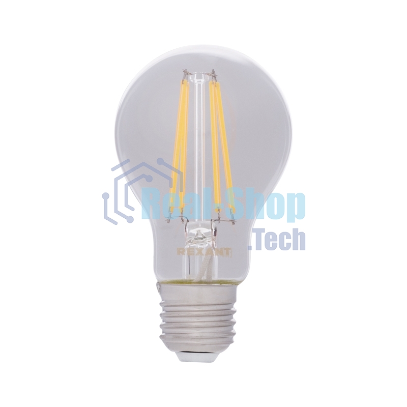 Лампа светодиодная филаментная Rexant Груша A60 9.5 Вт 1140 Лм 4000K E27 диммируемая, прозрачная колба