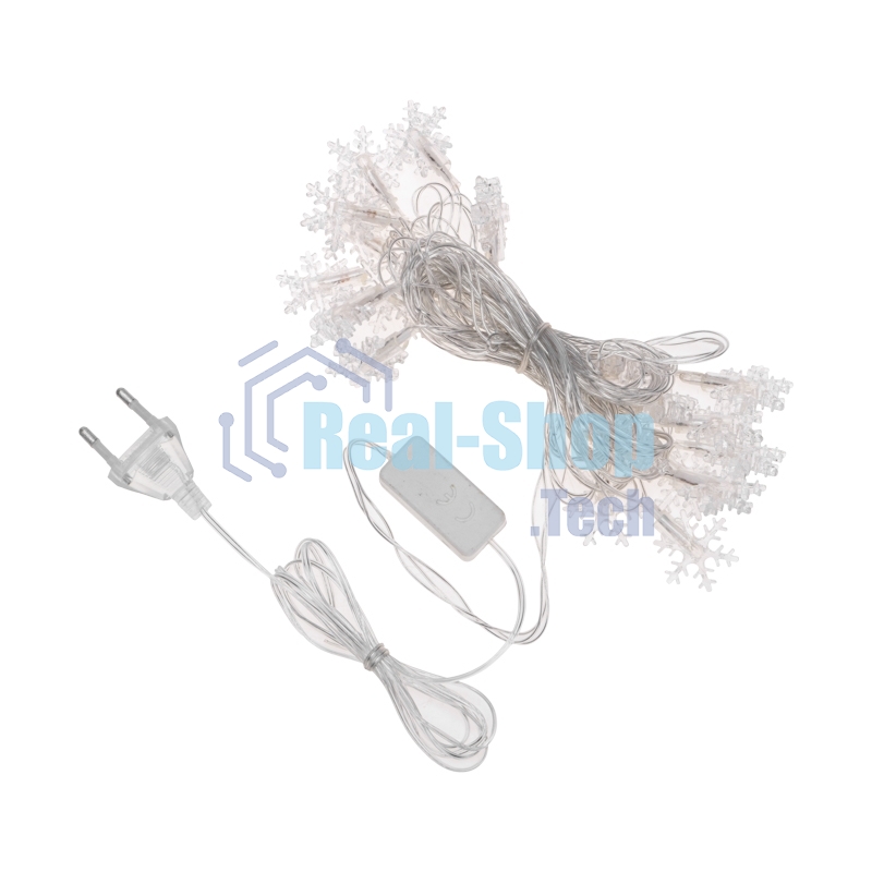 Гирлянда светодиодная Neon-night Снежинки большие 5м, 20LED, IP20, прозрачный провод, свечение мульти (RG/RB), мигание, 230В