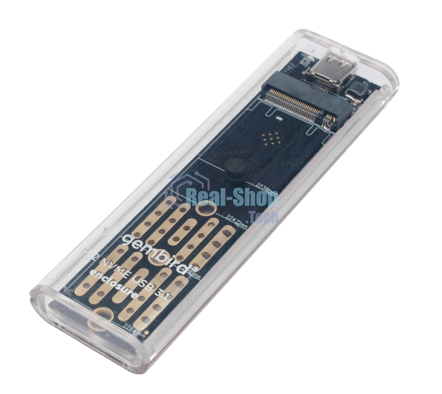 Внешний корпус Gembird EEM2-NVME-2 USB 3.1 для M2 NVME порт Type-С, пластик, прозрачный