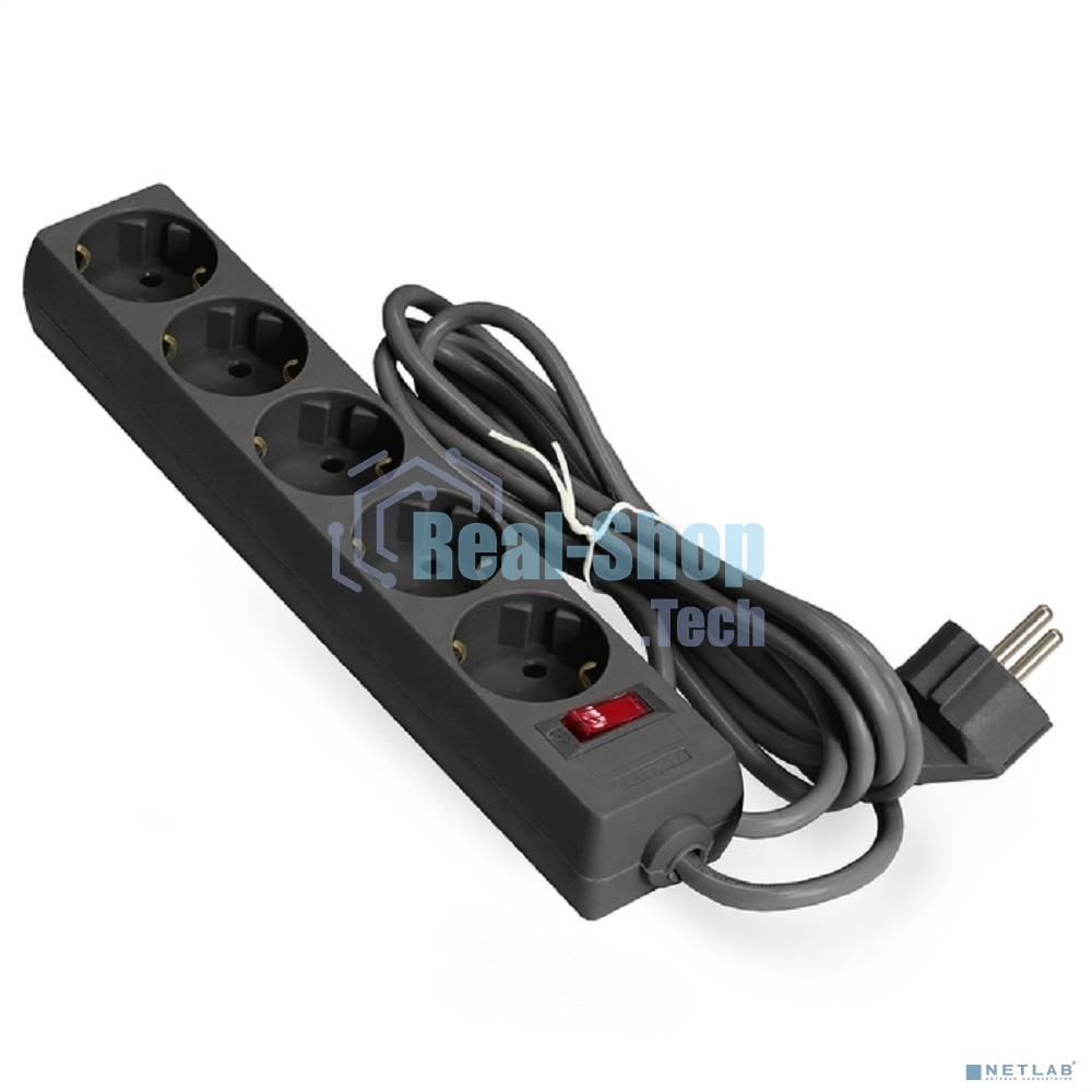 Сетевой фильтр ExeGate EX221188RUS SP-5-5B (5 розеток, 5 м, евровилка, черный)