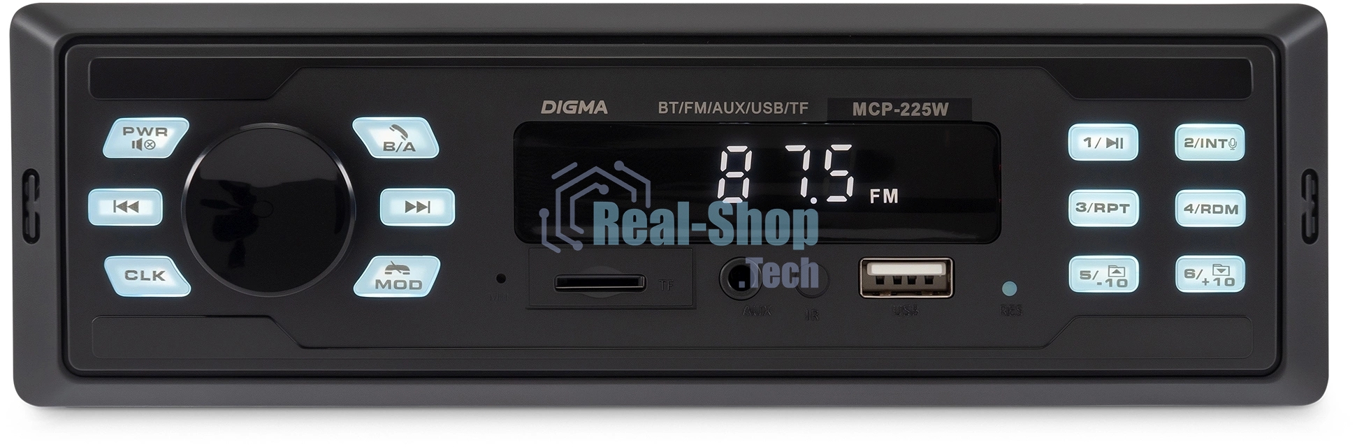 Автомагнитола Digma MCP-225W, 1 DIN, Bluetooth, USB Type-A, AUX