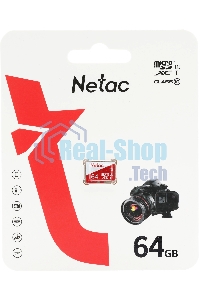 Флеш карта Netac P500 ECO 64Gb MicroSDXC U1/C10 up to 80Mb/s, retail pack card only