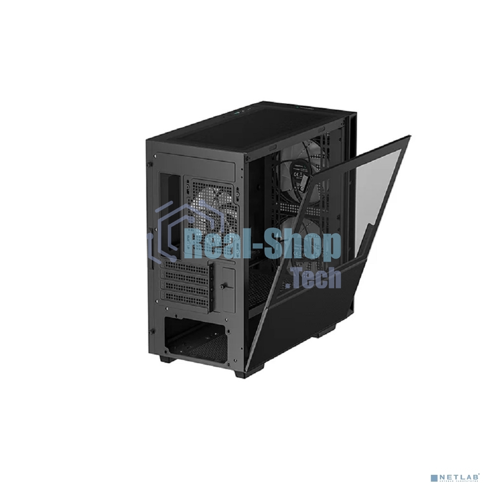Компьютерный корпус Deepcool CH360 без БП, боковое окно (закаленное стекло), 2x140мм ARGb LED вентилятор спереди и 1x120мм ARGb LED вентилятор сзади, черный, mATX