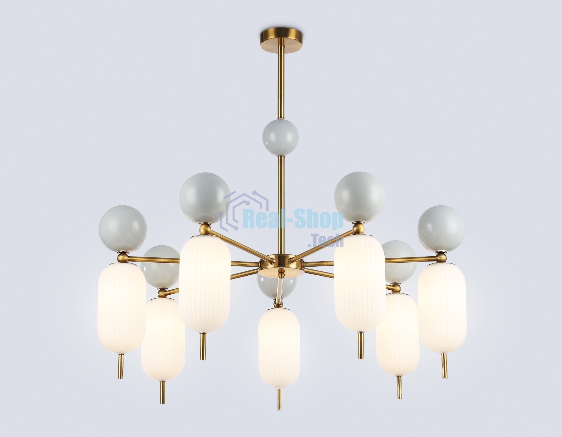 Светильник Ambrella light LH53106/7 BS/GR/FR латунь/серый/белый матовый G9*7 max 28W D800*800