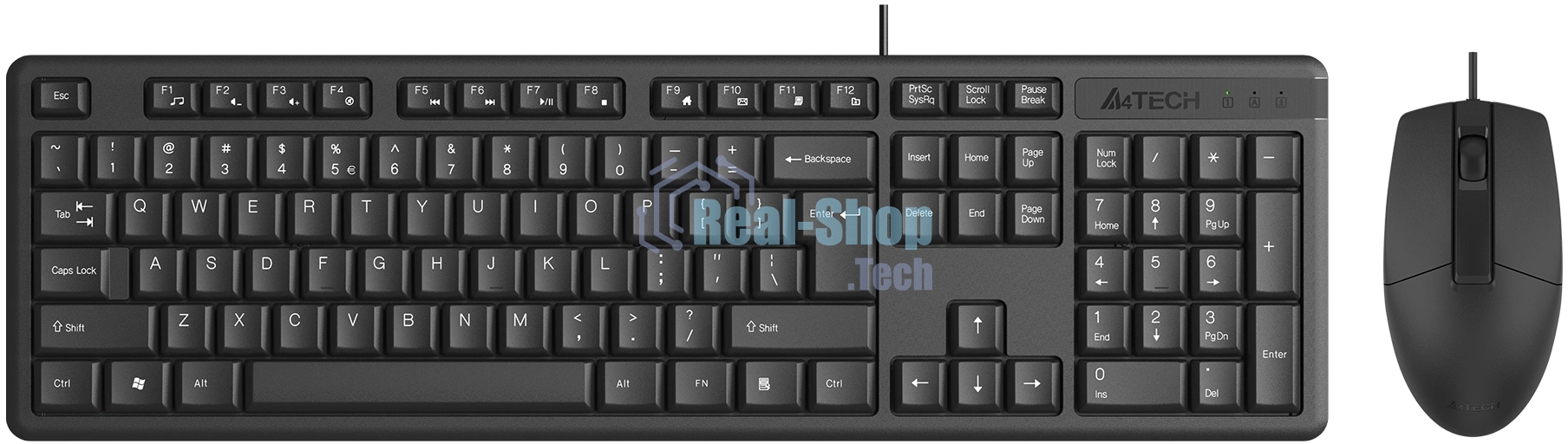 Комплект клавиатура+мышь A4Tech KR-3330 проводной, USB, 1200 DPI, чёрный