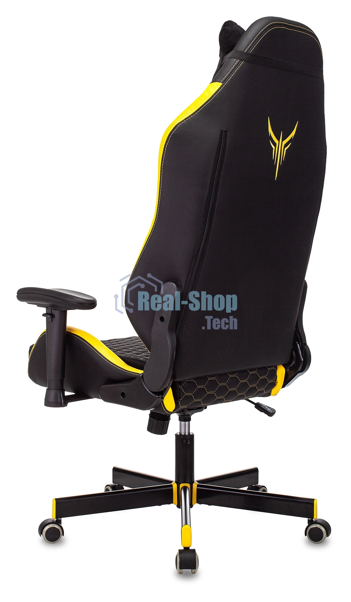 Кресло Knight Neon черный/желтый, экокожа, 120 кг, механизм качания