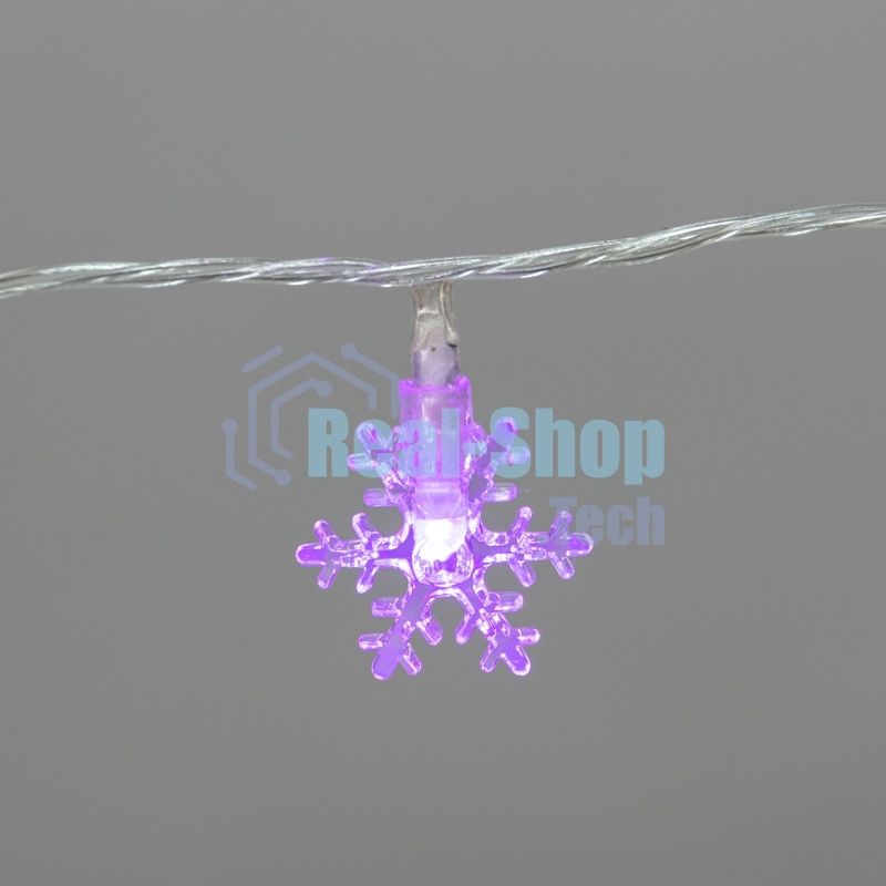 Гирлянда светодиодная Neon-night Снежинки большие 5м, 20LED, IP20, прозрачный провод, свечение мульти (RG/RB), мигание, 230В