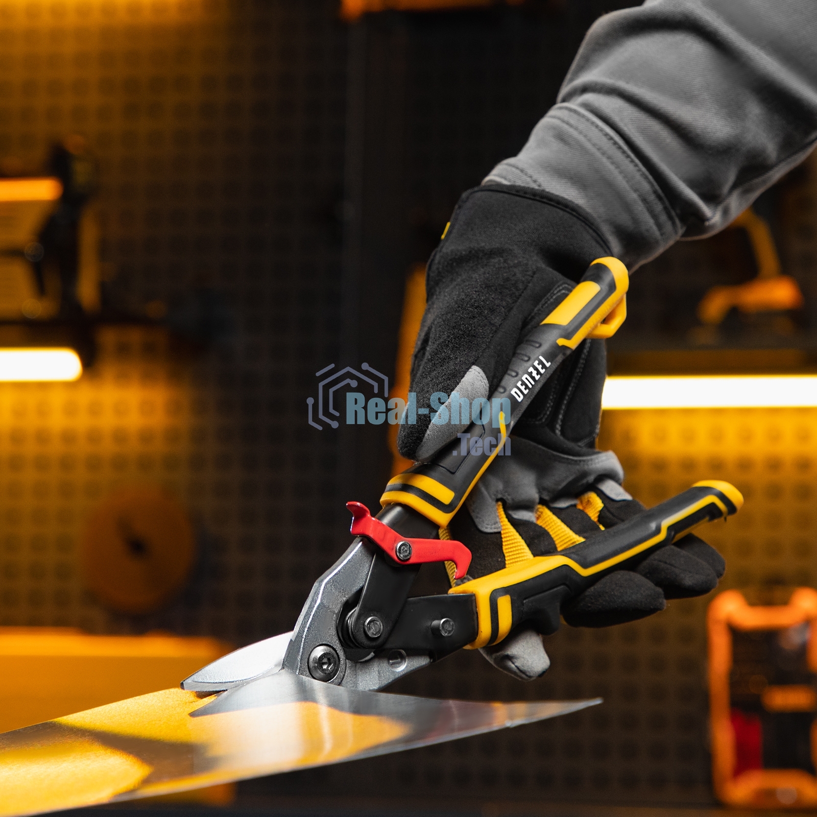 Ножницы по металлу Denzel 270 мм, прямой и левый рез,сталь-СrMo, трехкомп.рук-ки