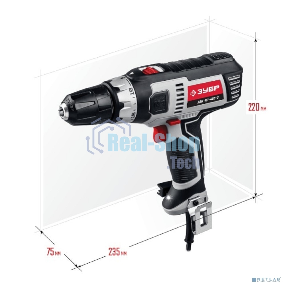 Дрель-шуруповерт сетевой ЗУБР ДШ-М1-400-2, Сетевая, 400Вт