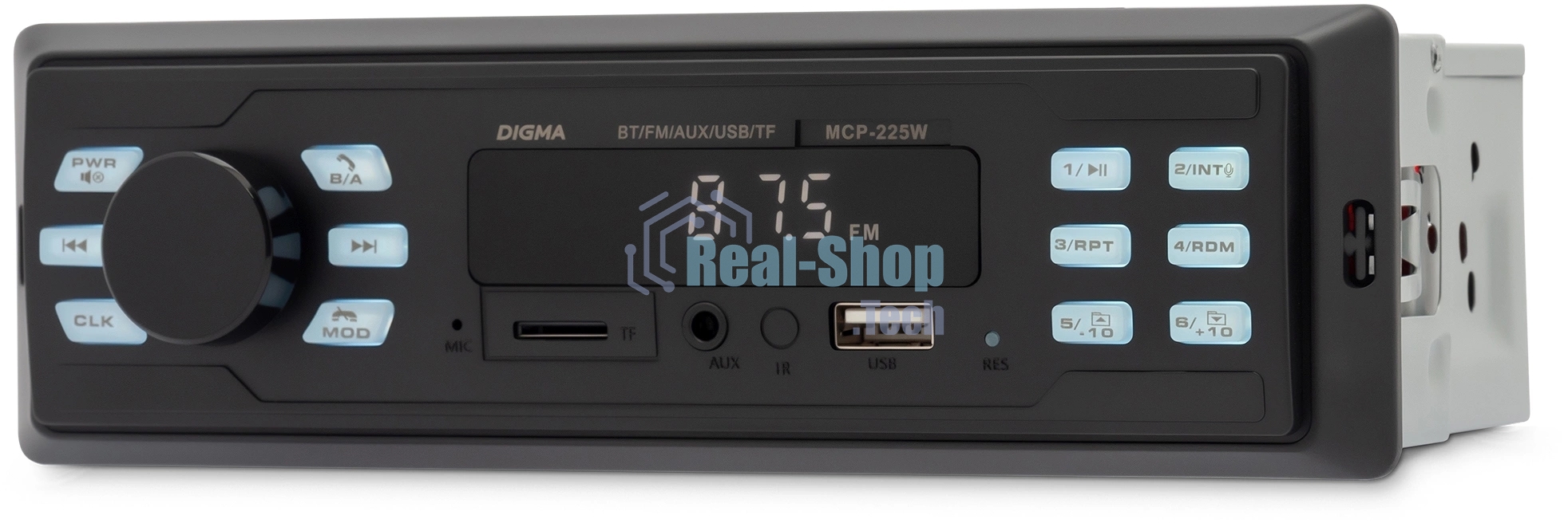 Автомагнитола Digma MCP-225W, 1 DIN, Bluetooth, USB Type-A, AUX