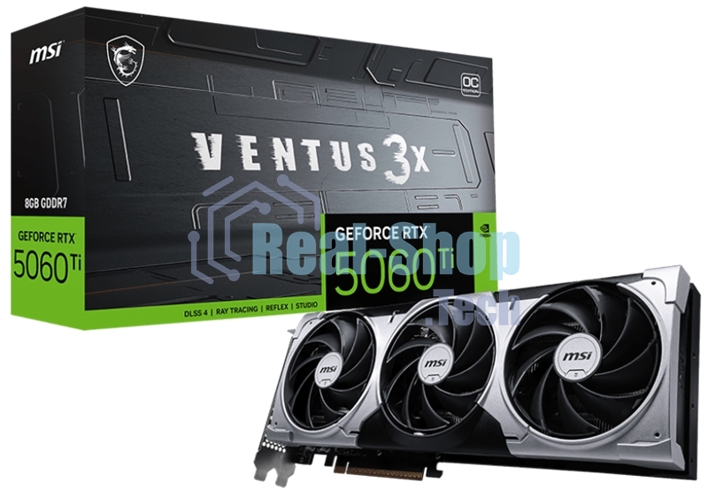 Видеокарта MSI PCI-E 5.0 RTX 5060 Ti 8G VENTUS 3X OC NVIDIA GeForce RTX 5060TI 8Gb 128bit GDDR7 2602/28000 HDMIx1 DPx3 HDCP Ret