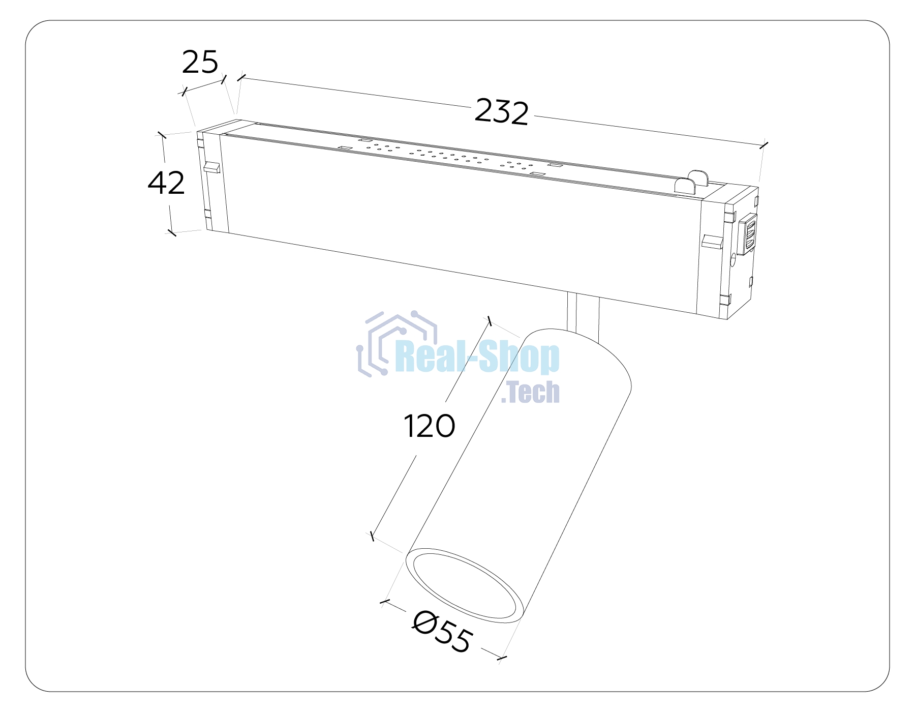 Управляемый светодиодный светильник для шинопровода Magnetic Ambrella light GL1223 GD золото IP20 18W 3000K-6400K 220V 36° D55*120 (Без ПДУ)