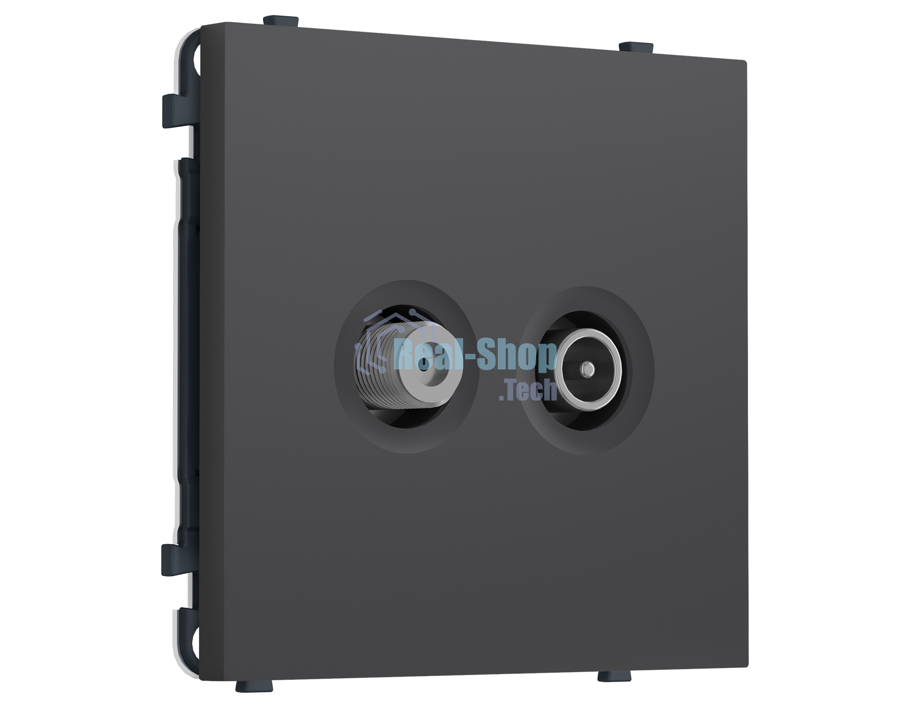 Комплект механизма розетки TV оконечной + SAT SIGMA Графит Мягкое касание 5-862MHz 3.5dB/950-2150MHz 3.8dB QUANT PRO (SP9133, PR217)
