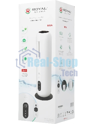 Увлажнитель воздуха Royal Clima RIVA RUH-RV300/8.0E-WT белый, 30 м², 8 л, ультразвуковой, гигростат, ароматизация, пульт ДУ, ночной режим, верхний залив воды