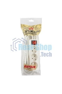 Сетевой фильтр Гарнизон ELB-G3-W-5, 3 евророзетки с выключателем и заземлением, допустимый ток 16А, длина 5 м.