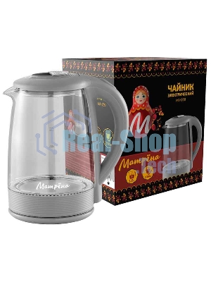 Чайник электрический Матрена MA-009 2 л стекло,пластик,серый