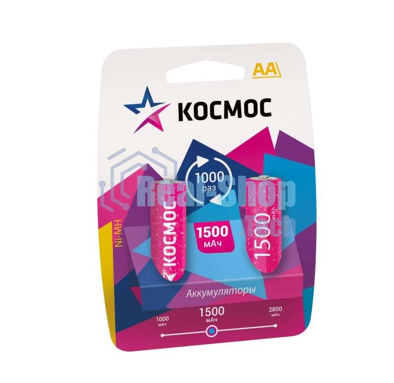 Аккумулятор Космос KOCR6NIMH(1500mA) R6 NiMn 1500мА·ч BP-2 (блист.2шт.) ЦЕНА ЗА 1 шт