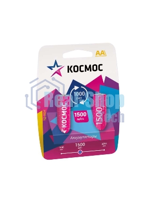 Аккумулятор Космос KOCR6NIMH(1500mA) R6 NiMn 1500мА·ч BP-2 (блист.2шт.) ЦЕНА ЗА 1 шт