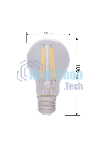 Лампа светодиодная филаментная Rexant Груша A60 9.5 Вт 1140 Лм 4000K E27 диммируемая, прозрачная колба
