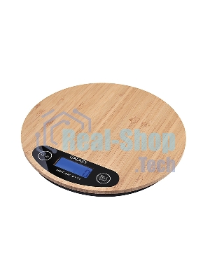Весы кухонные Galaxy Line GL 2813, бамбук, максимально допустимый вес 5 кг, ЖК-дисплей, подсветка дисплея