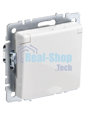 Розетка с з/к/ш с кр. 16А IP44 РСбш10-3-44-БрБ белый IEK BRITE