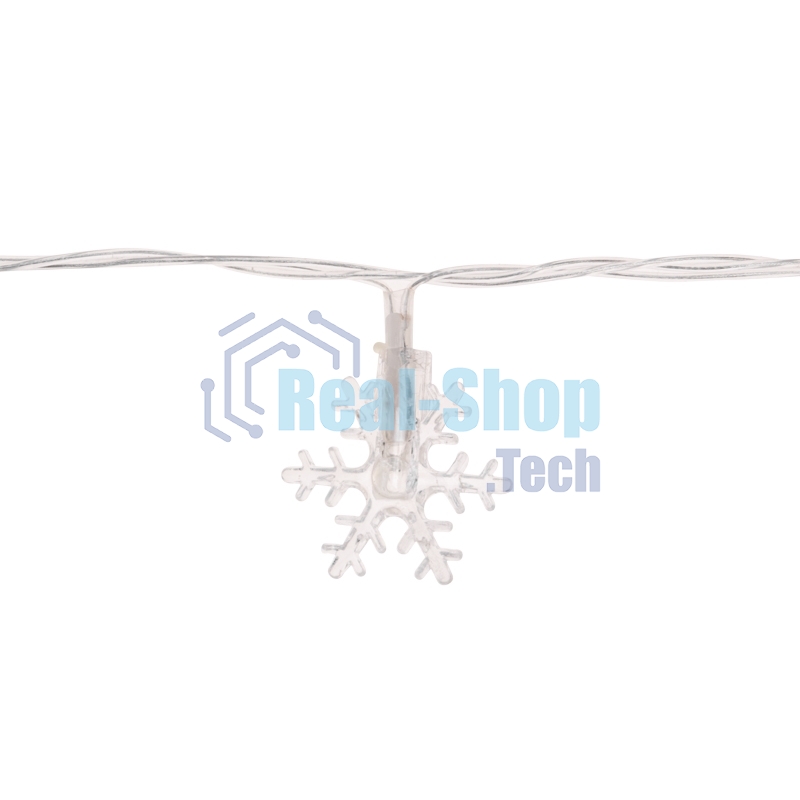 Гирлянда светодиодная Neon-night Снежинки большие 5м, 20LED, IP20, прозрачный провод, свечение мульти (RG/RB), мигание, 230В
