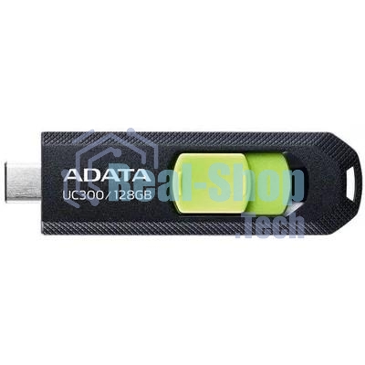 Флешка USB ADATA UC300 (ACHO-UC300-128G-RBK/GN), 128Gb, Type-C USB 3.2, R/W 100/30, черный/зеленый