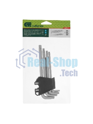 Набор ключей имбусовых Torx-Tempered Сибртех TT10-50, CrV, 9 шт., удлиненные
