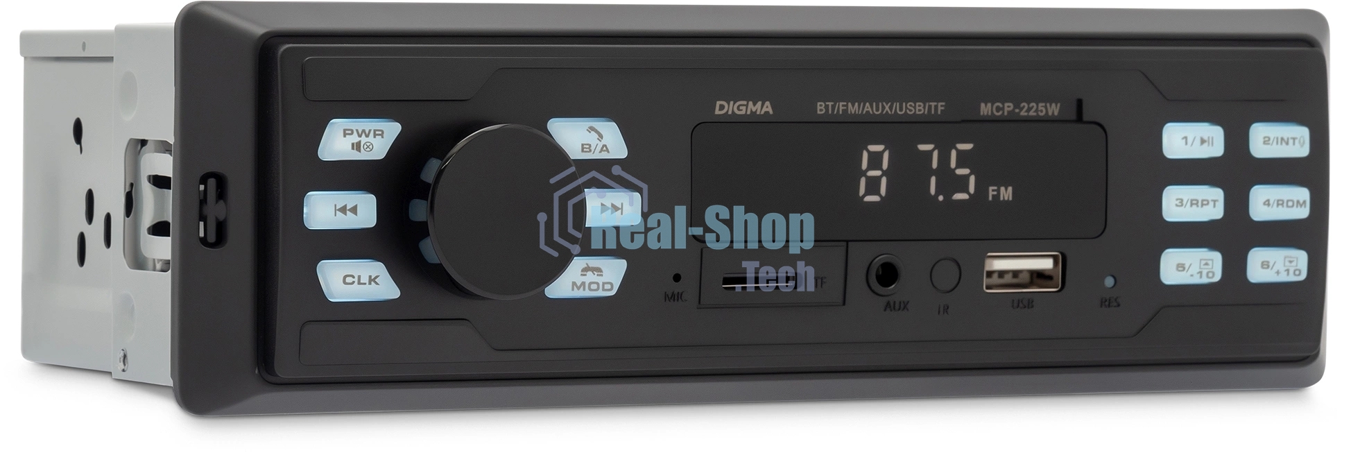 Автомагнитола Digma MCP-225W, 1 DIN, Bluetooth, USB Type-A, AUX