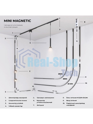 Трековый светильник Mini Magnetic 5W 3000K (латунь/черный) 85206/01