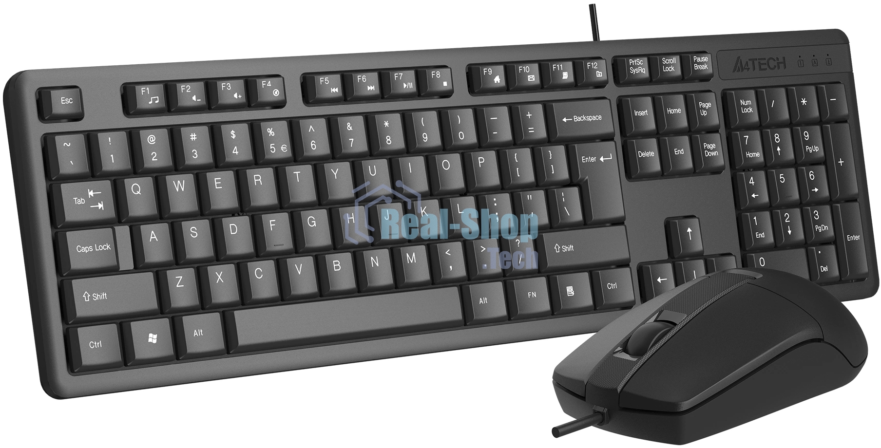 Комплект клавиатура+мышь A4Tech KR-3330 проводной, USB, 1200 DPI, чёрный