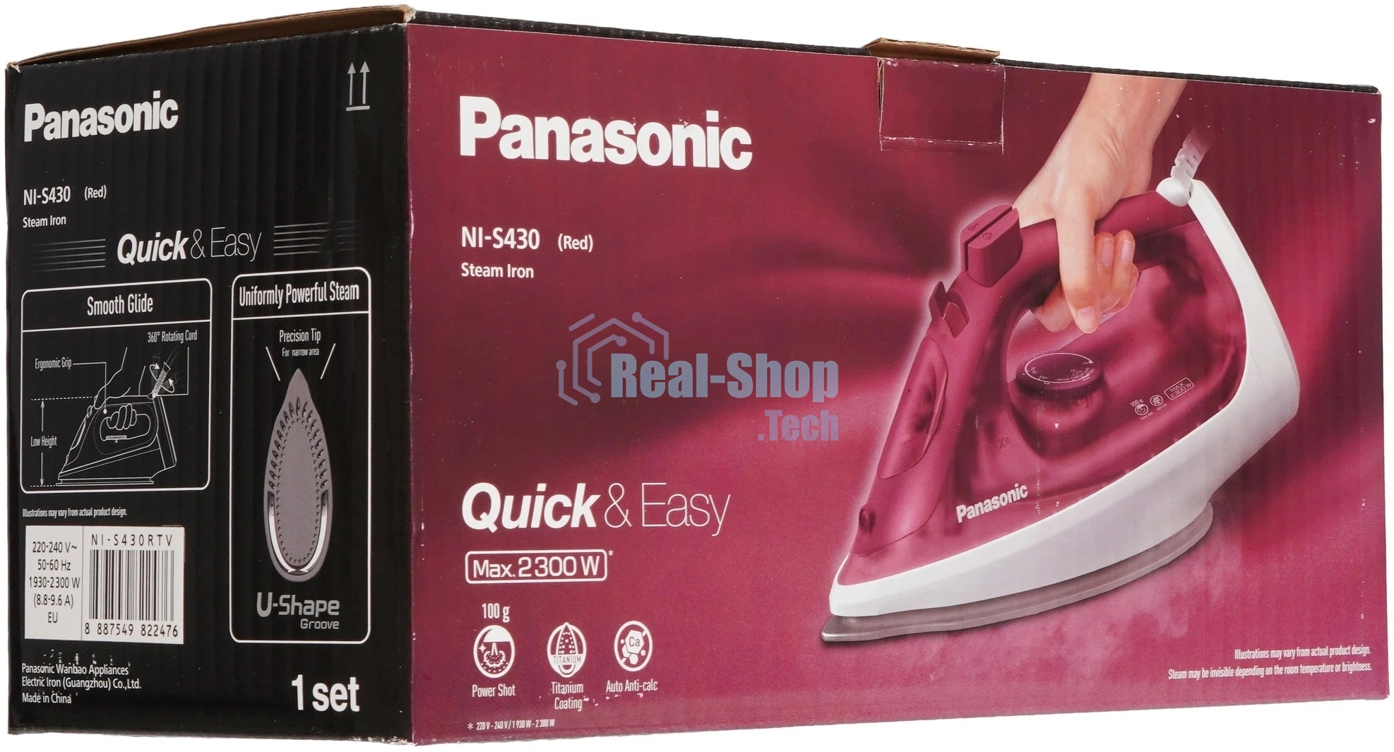 Утюг Panasonic NI-S430RTV красный, 2300 Вт, 25 г/мин, 100 г/мин, 300 мл