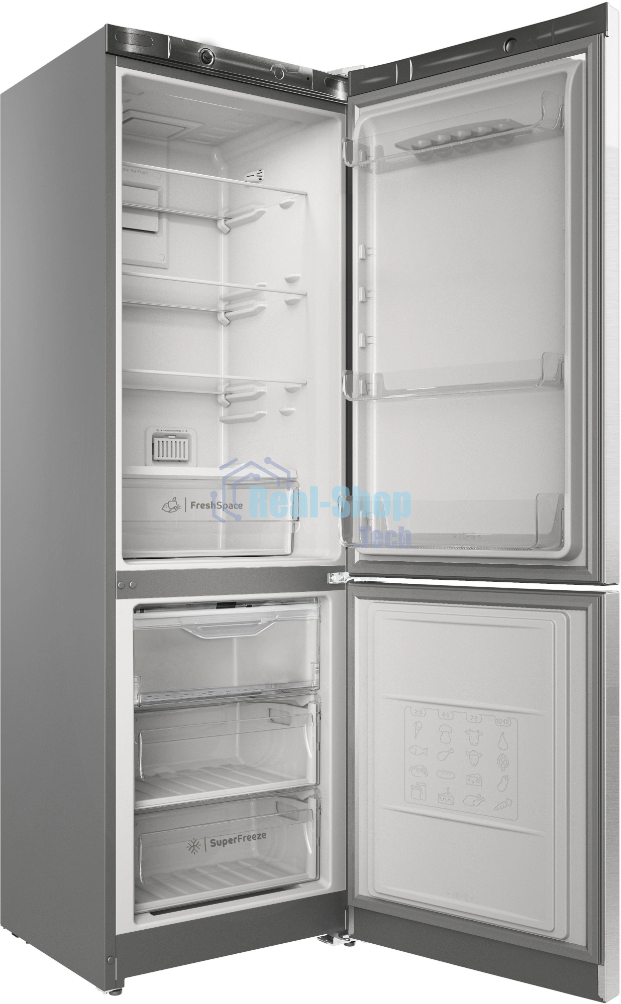 Холодильник Indesit ITS 4180 XB нержавеющая сталь двухкамерный 220/78 л морозилка снизу, No Frost