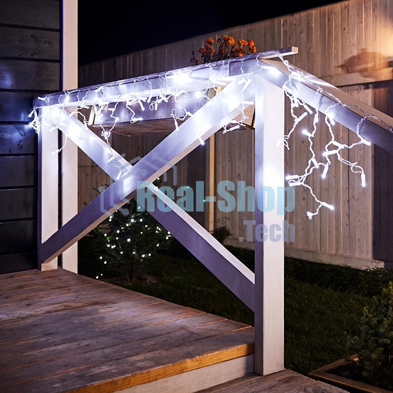 Гирлянда Neon-night Айсикл (бахрома) светодиодный, 2,4 х 0,6 м, прозрачный провод, 230 В, диоды белые, 88 LED