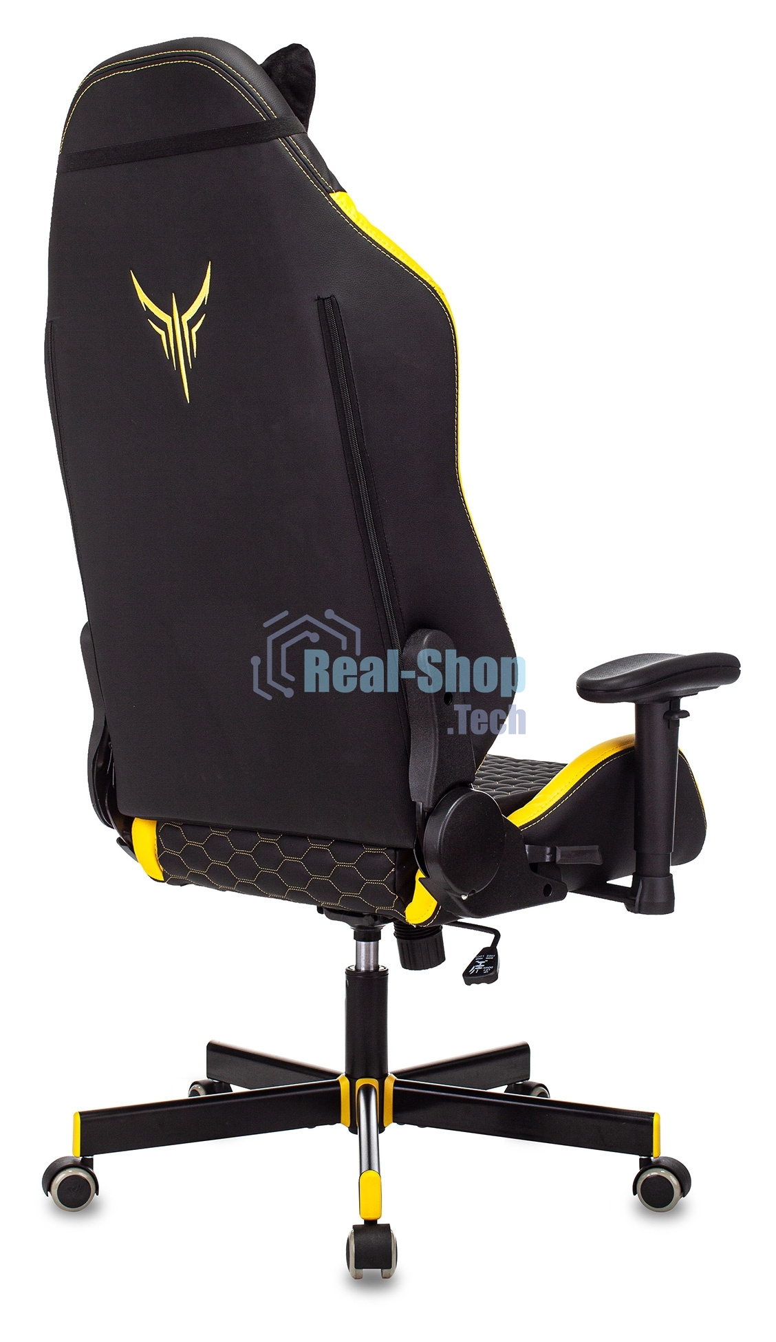 Кресло Knight Neon черный/желтый, экокожа, 120 кг, механизм качания