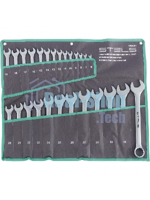Набор ключей комбинированных 6-32 мм, 26 шт., CrV, матовый хром Stels
