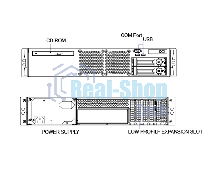 Серверный корпус 2U short chassis, 2x3.5'' swappable HDD tray, 2x3.5'' internal HDD bay