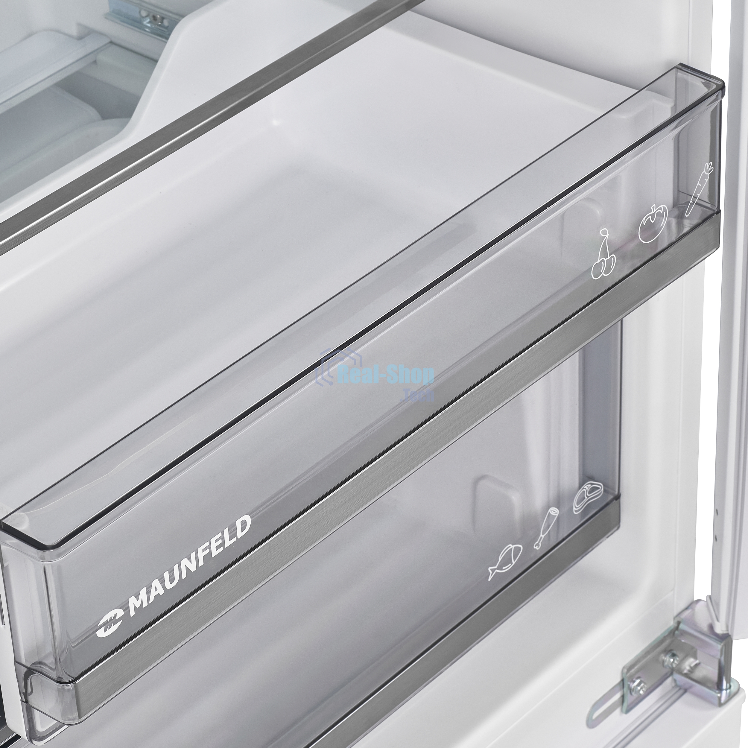 Встраиваемый холодильник Maunfeld MBF177NFFWGR Inverter белый двухкамерный 194/57 л морозилка снизу, NoFrost