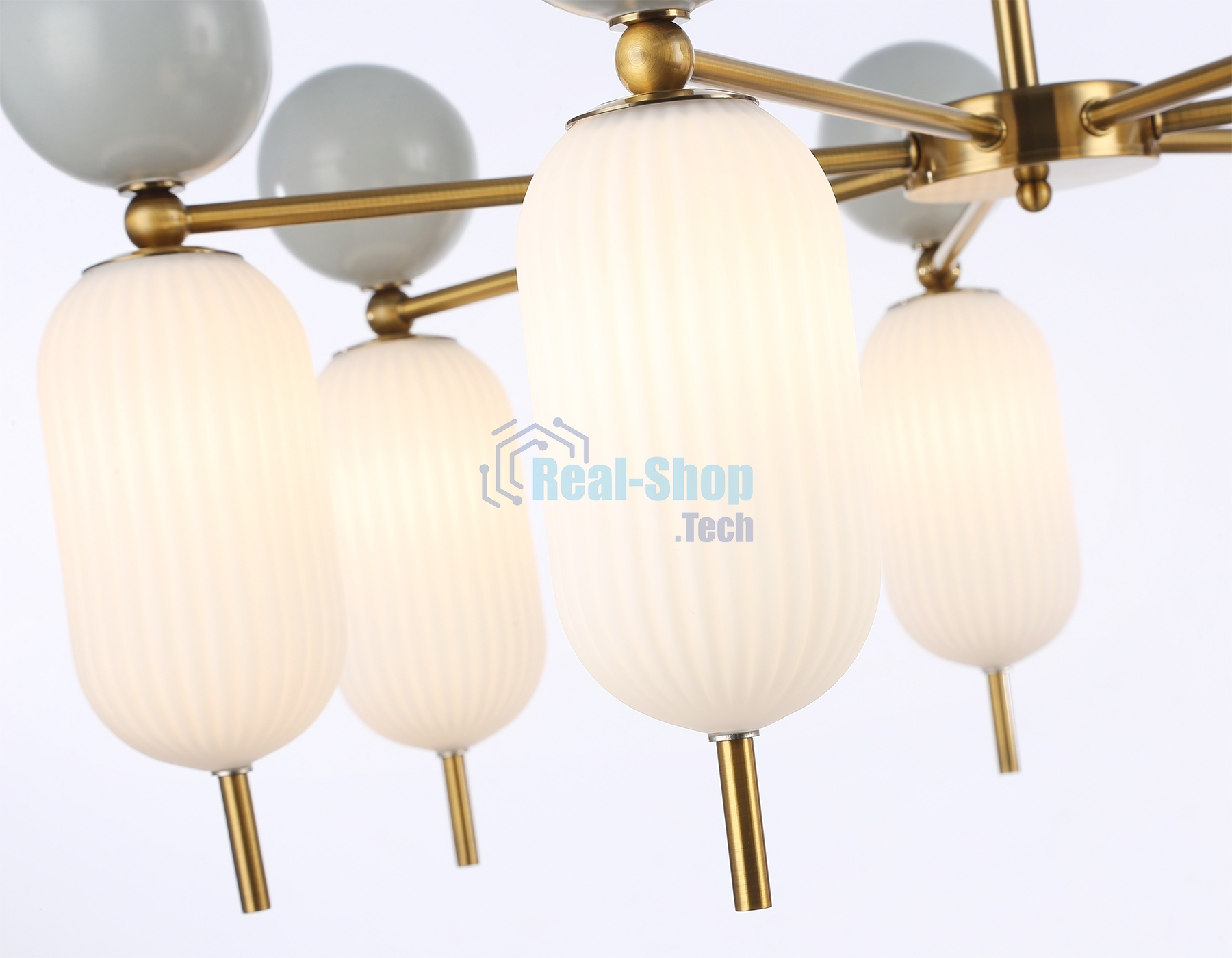 Светильник Ambrella light LH53106/7 BS/GR/FR латунь/серый/белый матовый G9*7 max 28W D800*800