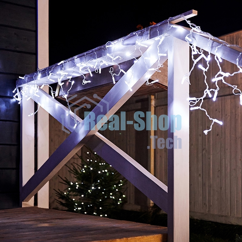 Гирлянда Neon-night Айсикл (бахрома) светодиодный, 2,4 х 0,6 м, прозрачный провод, 230 В, диоды белые, 88 LED